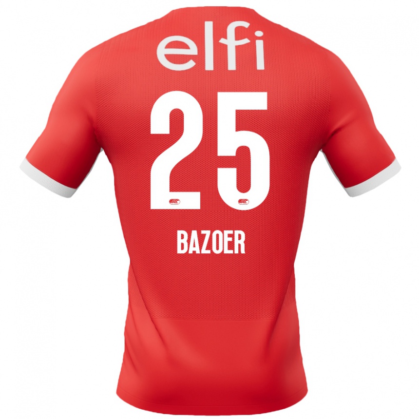 Niño Fútbol Camiseta Riechedly Bazoer #25 Rojo Blanco 1ª Equipación 2024/25 Argentina