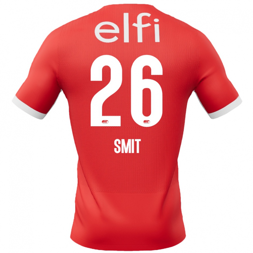 Niño Fútbol Camiseta Kees Smit #26 Rojo Blanco 1ª Equipación 2024/25 Argentina