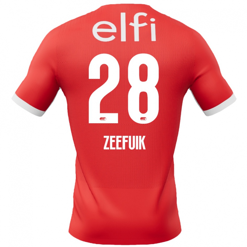 Niño Fútbol Camiseta Lequincio Zeefuik #28 Rojo Blanco 1ª Equipación 2024/25 Argentina