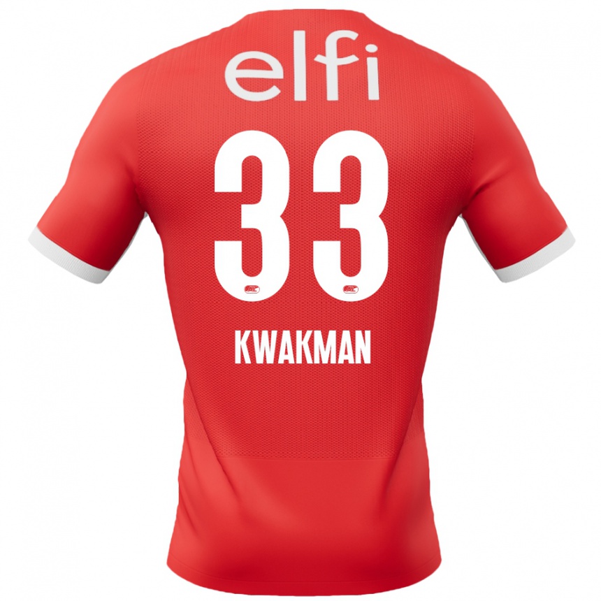 Niño Fútbol Camiseta Dave Kwakman #33 Rojo Blanco 1ª Equipación 2024/25 Argentina