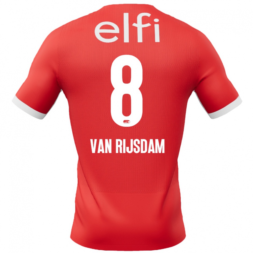 Niño Fútbol Camiseta Julian Van Rijsdam #8 Rojo Blanco 1ª Equipación 2024/25 Argentina