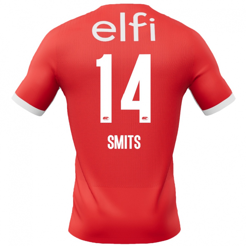 Niño Fútbol Camiseta Anthony Smits #14 Rojo Blanco 1ª Equipación 2024/25 Argentina