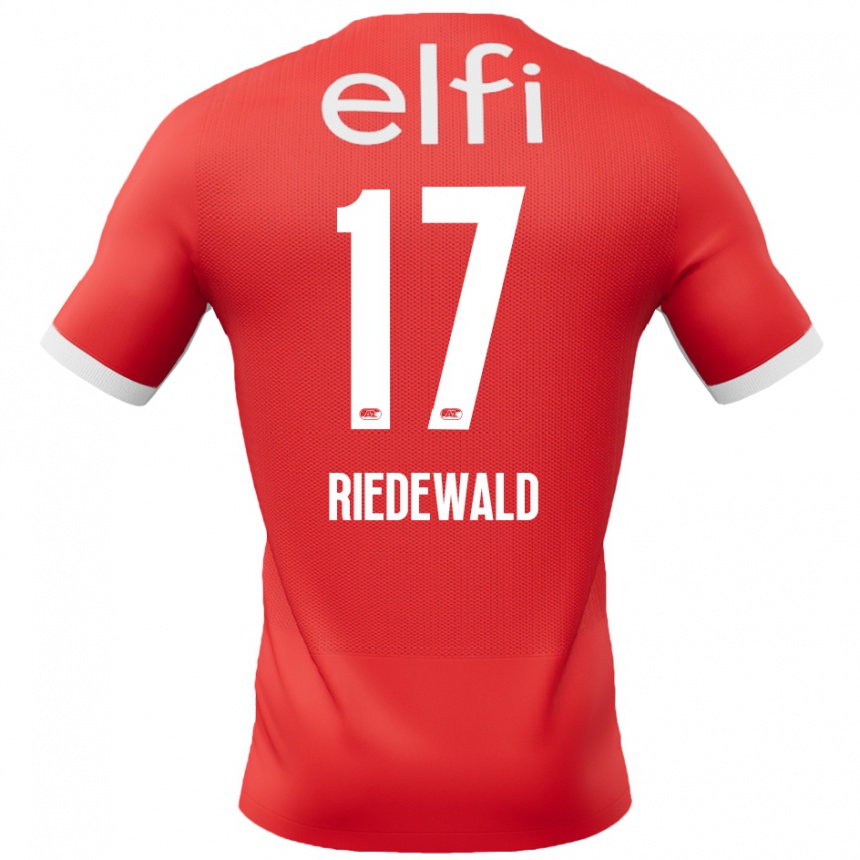 Niño Fútbol Camiseta Kenzo Riedewald #17 Rojo Blanco 1ª Equipación 2024/25 Argentina