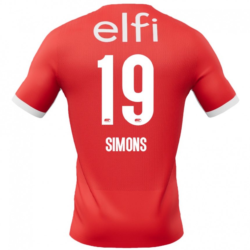 Niño Fútbol Camiseta Saviola Simons #19 Rojo Blanco 1ª Equipación 2024/25 Argentina