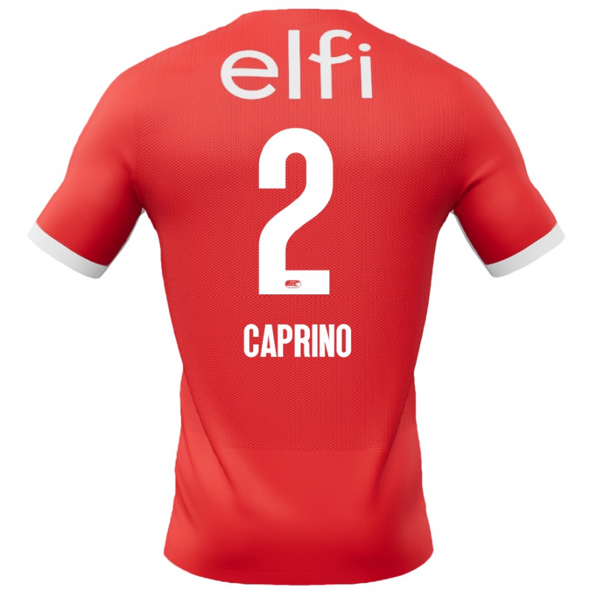 Niño Fútbol Camiseta Ginia Caprino #2 Rojo Blanco 1ª Equipación 2024/25 Argentina