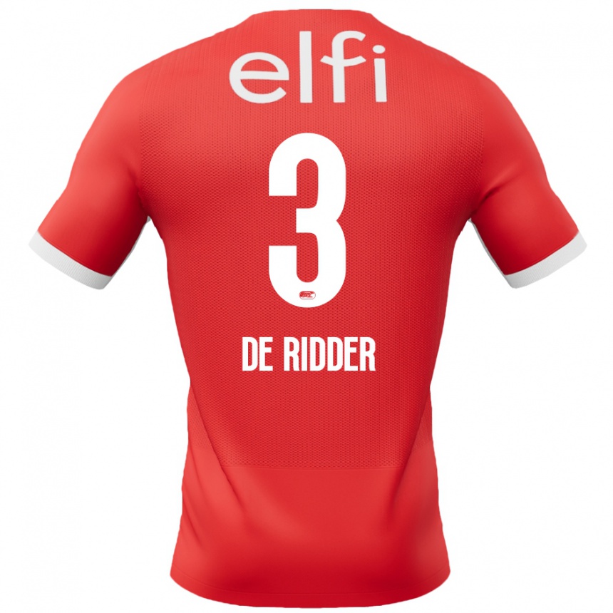 Niño Fútbol Camiseta Djoeke De Ridder #3 Rojo Blanco 1ª Equipación 2024/25 Argentina