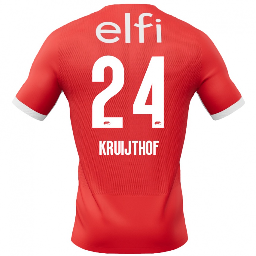 Niño Fútbol Camiseta Annemiek Kruijthof #24 Rojo Blanco 1ª Equipación 2024/25 Argentina