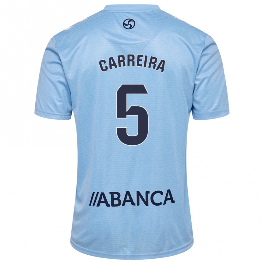 Niño Fútbol Camiseta Sergio Carreira #5 Azul Cielo 1ª Equipación 2024/25 Argentina