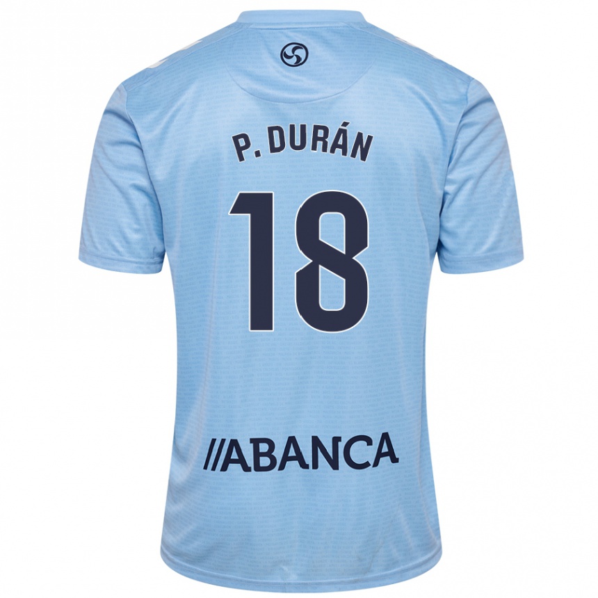 Niño Fútbol Camiseta Pablo Durán #18 Azul Cielo 1ª Equipación 2024/25 Argentina