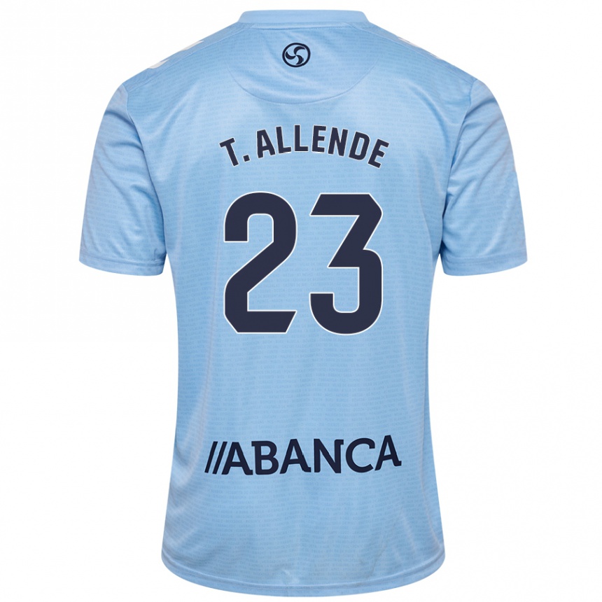 Niño Fútbol Camiseta Tadeo Allende #23 Azul Cielo 1ª Equipación 2024/25 Argentina