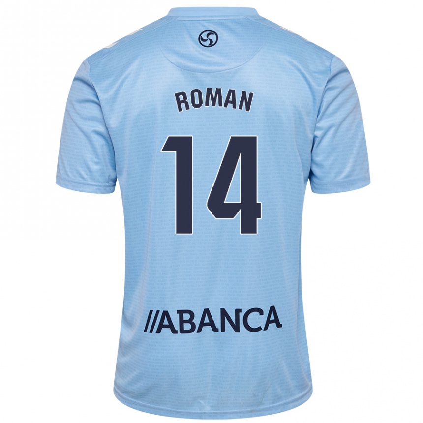 Niño Fútbol Camiseta Miguel Román #14 Azul Cielo 1ª Equipación 2024/25 Argentina