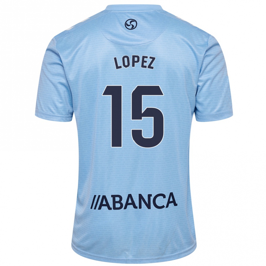 Niño Fútbol Camiseta Fer López #15 Azul Cielo 1ª Equipación 2024/25 Argentina