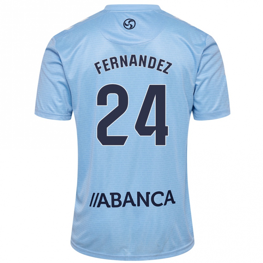 Niño Fútbol Camiseta César Fernández #24 Azul Cielo 1ª Equipación 2024/25 Argentina