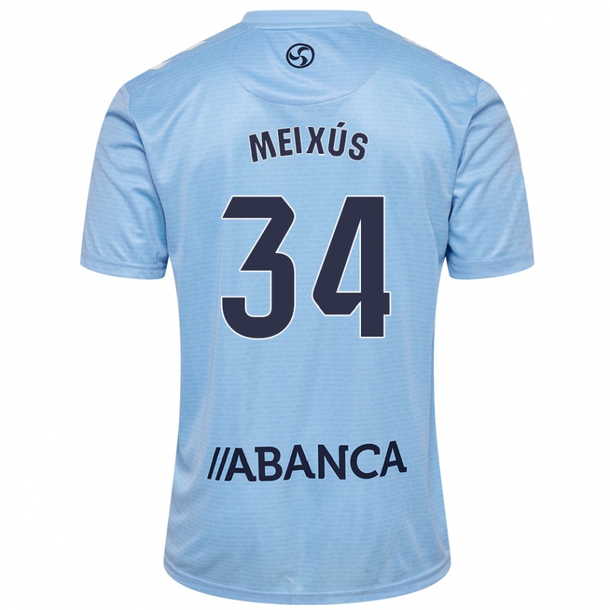 Niño Fútbol Camiseta Pablo Meixús #34 Azul Cielo 1ª Equipación 2024/25 Argentina