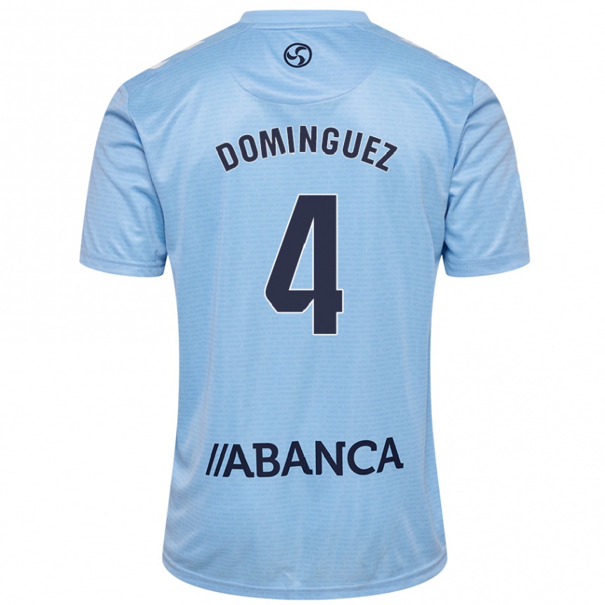 Niño Fútbol Camiseta Javi Domínguez #4 Azul Cielo 1ª Equipación 2024/25 Argentina