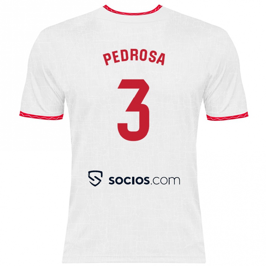 Niño Fútbol Camiseta Adrià Pedrosa #3 Blanco Rojo 1ª Equipación 2024/25 Argentina