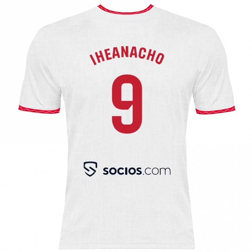 Niño Fútbol Camiseta Kelechi Iheanacho #9 Blanco Rojo 1ª Equipación 2024/25 Argentina