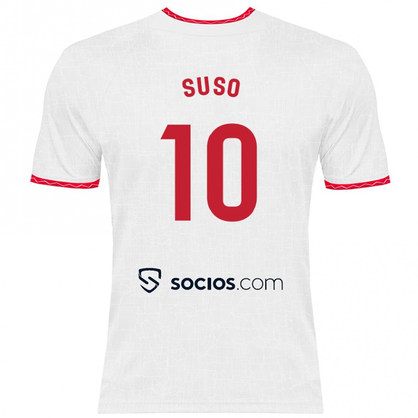 Niño Fútbol Camiseta Suso #10 Blanco Rojo 1ª Equipación 2024/25 Argentina