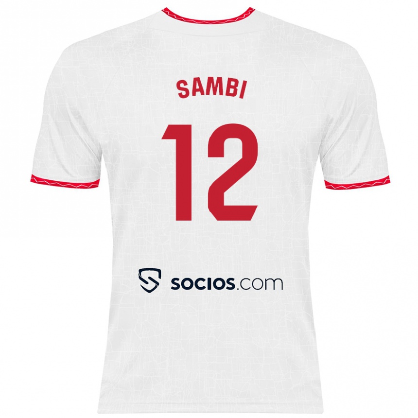 Niño Fútbol Camiseta Albert Sambi Lokonga #12 Blanco Rojo 1ª Equipación 2024/25 Argentina