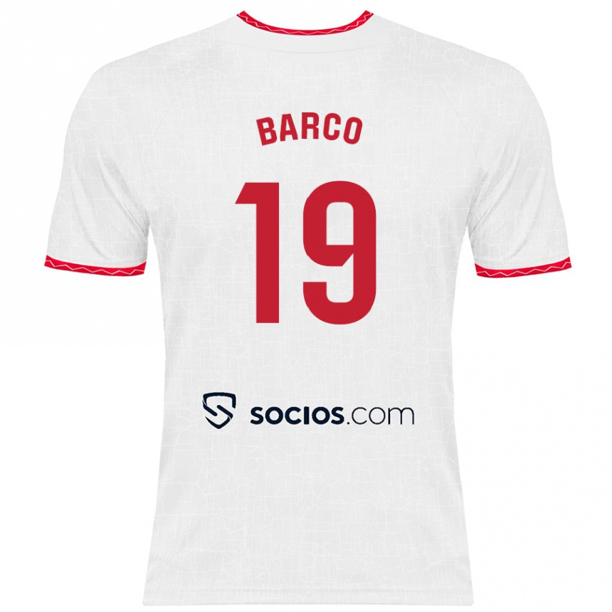 Niño Fútbol Camiseta Valentin Barco #19 Blanco Rojo 1ª Equipación 2024/25 Argentina