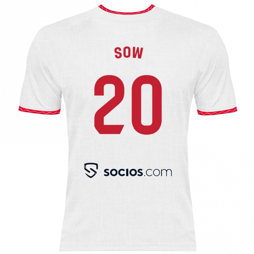 Niño Fútbol Camiseta Djibril Sow #20 Blanco Rojo 1ª Equipación 2024/25 Argentina