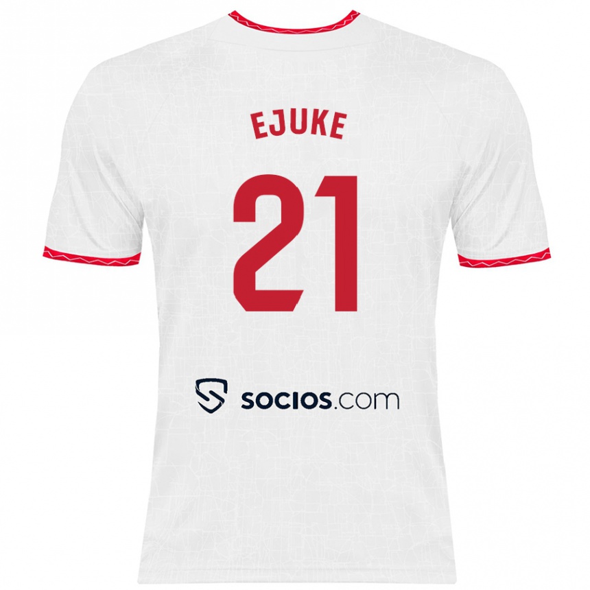 Niño Fútbol Camiseta Chidera Ejuke #21 Blanco Rojo 1ª Equipación 2024/25 Argentina