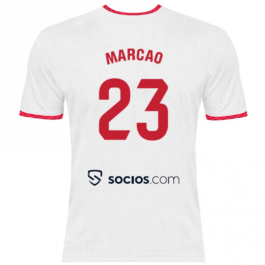 Niño Fútbol Camiseta Marcão #23 Blanco Rojo 1ª Equipación 2024/25 Argentina