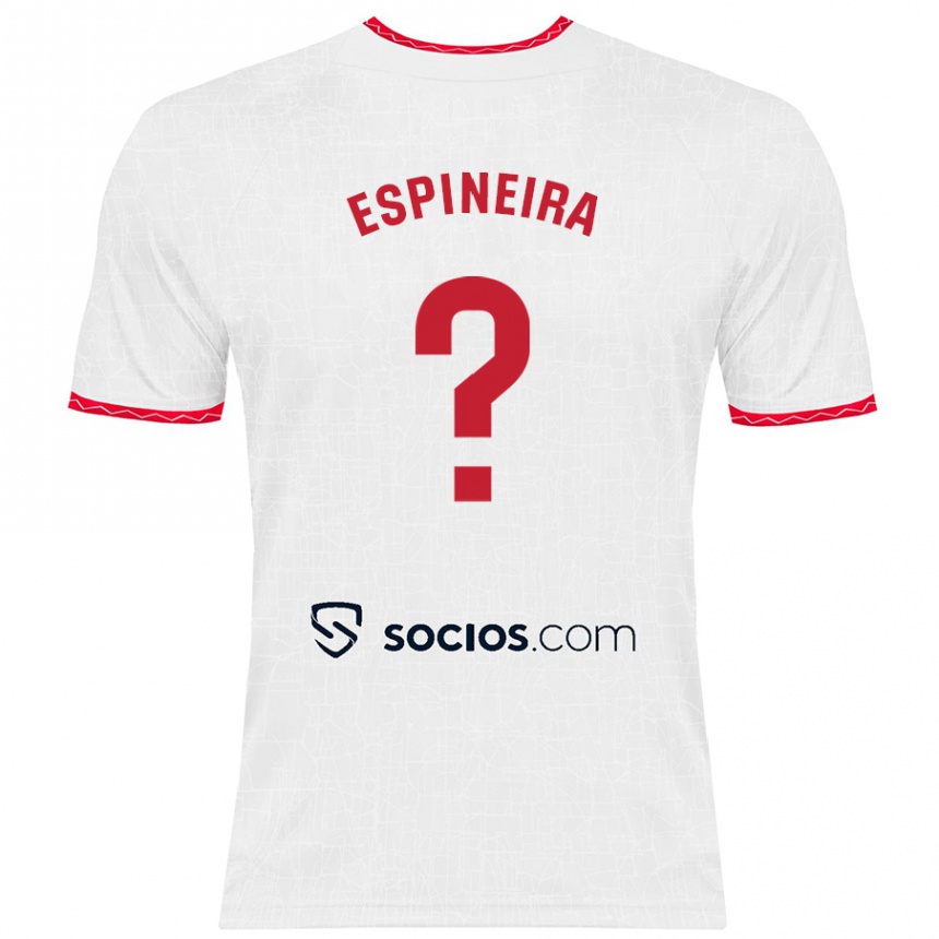 Niño Fútbol Camiseta Alberto Espiñeira #0 Blanco Rojo 1ª Equipación 2024/25 Argentina