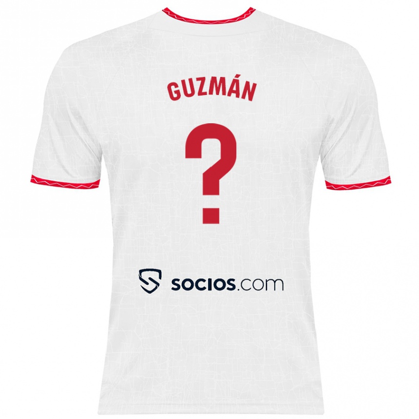 Niño Fútbol Camiseta Gonzalo Guzmán #0 Blanco Rojo 1ª Equipación 2024/25 Argentina