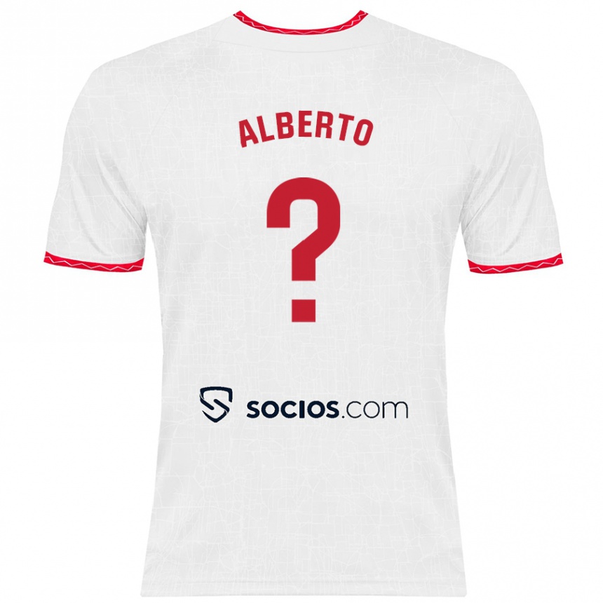 Niño Fútbol Camiseta Alberto González #0 Blanco Rojo 1ª Equipación 2024/25 Argentina