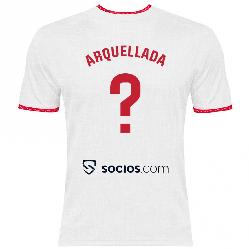 Niño Fútbol Camiseta Álvaro Arquellada #0 Blanco Rojo 1ª Equipación 2024/25 Argentina