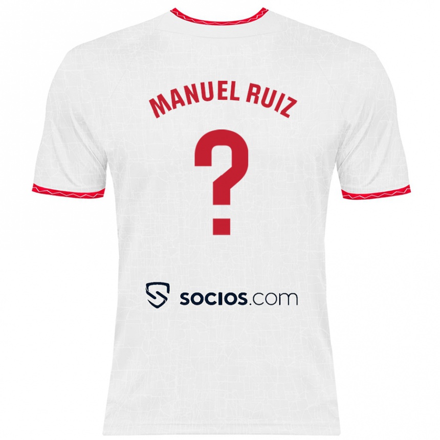 Niño Fútbol Camiseta José Manuel Ruiz #0 Blanco Rojo 1ª Equipación 2024/25 Argentina