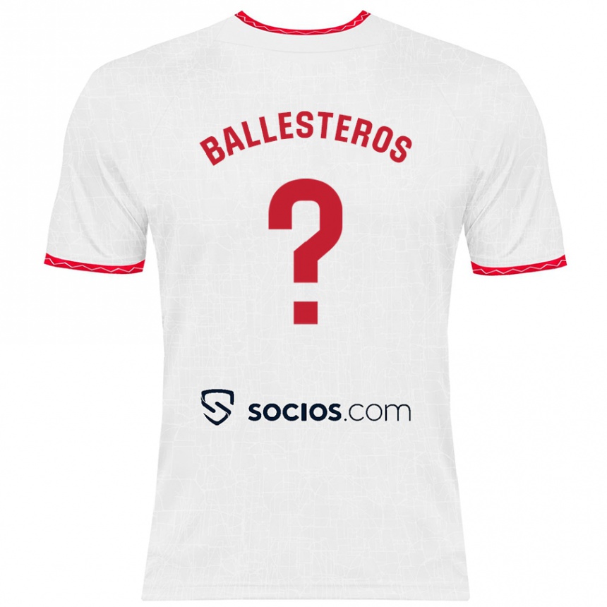 Niño Fútbol Camiseta Gonzalo Ballesteros #0 Blanco Rojo 1ª Equipación 2024/25 Argentina