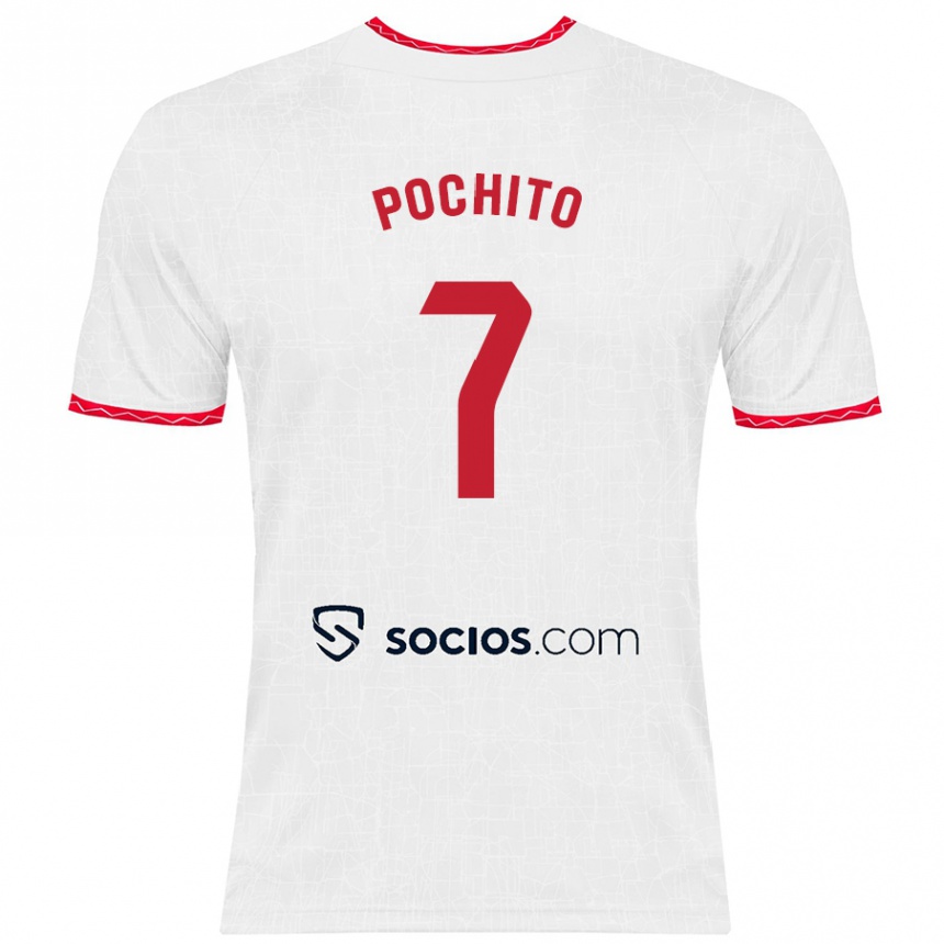 Niño Fútbol Camiseta Pochito #7 Blanco Rojo 1ª Equipación 2024/25 Argentina