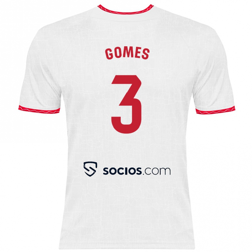 Niño Fútbol Camiseta Diana Gomes #3 Blanco Rojo 1ª Equipación 2024/25 Argentina