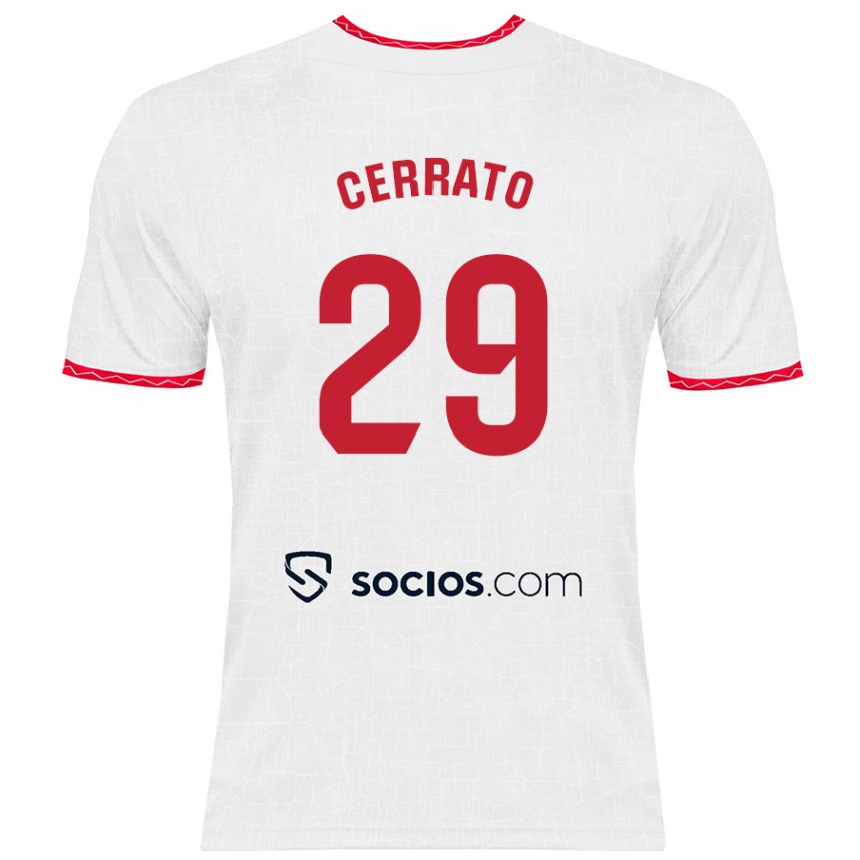 Niño Fútbol Camiseta Alba Cerrato Izquierdo #29 Blanco Rojo 1ª Equipación 2024/25 Argentina