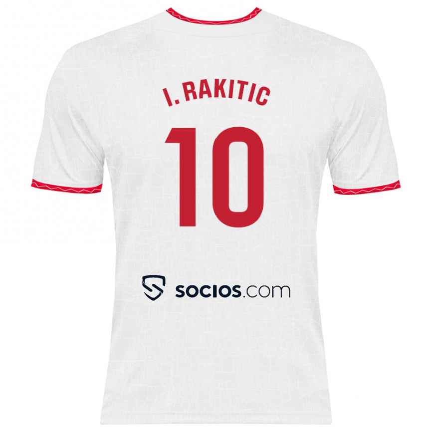 Niño Fútbol Camiseta Ivan Rakitic #10 Blanco Rojo 1ª Equipación 2024/25 Argentina