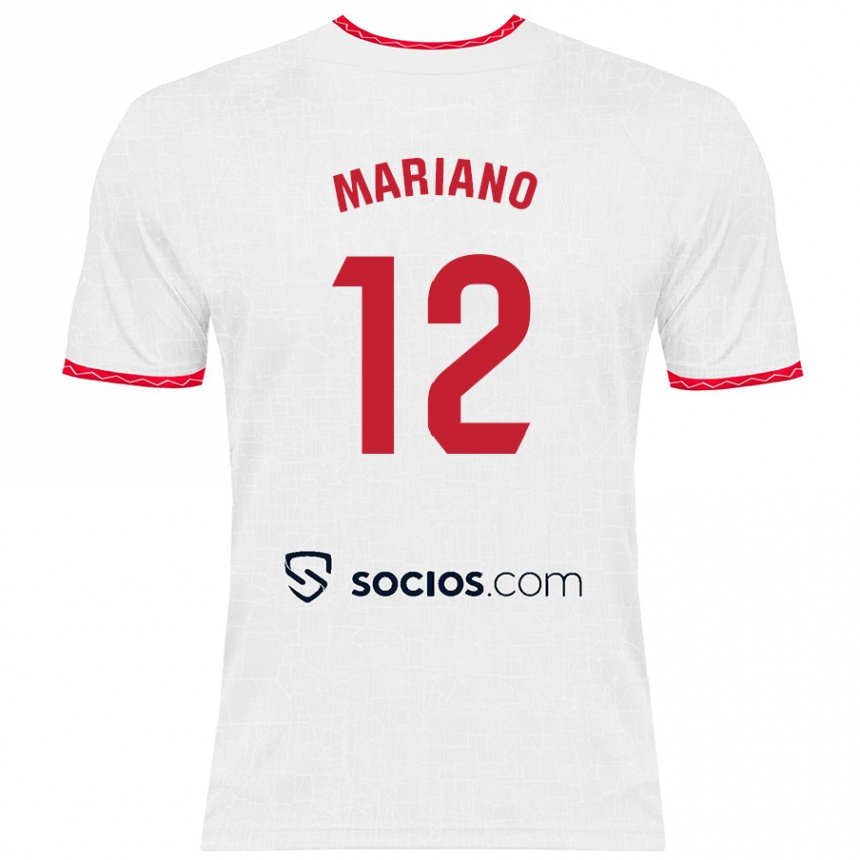 Niño Fútbol Camiseta Mariano Diaz #12 Blanco Rojo 1ª Equipación 2024/25 Argentina