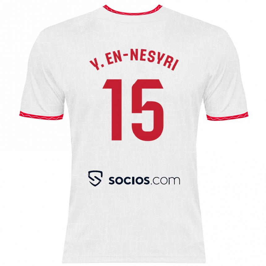 Niño Fútbol Camiseta Youssef En-Nesyri #15 Blanco Rojo 1ª Equipación 2024/25 Argentina