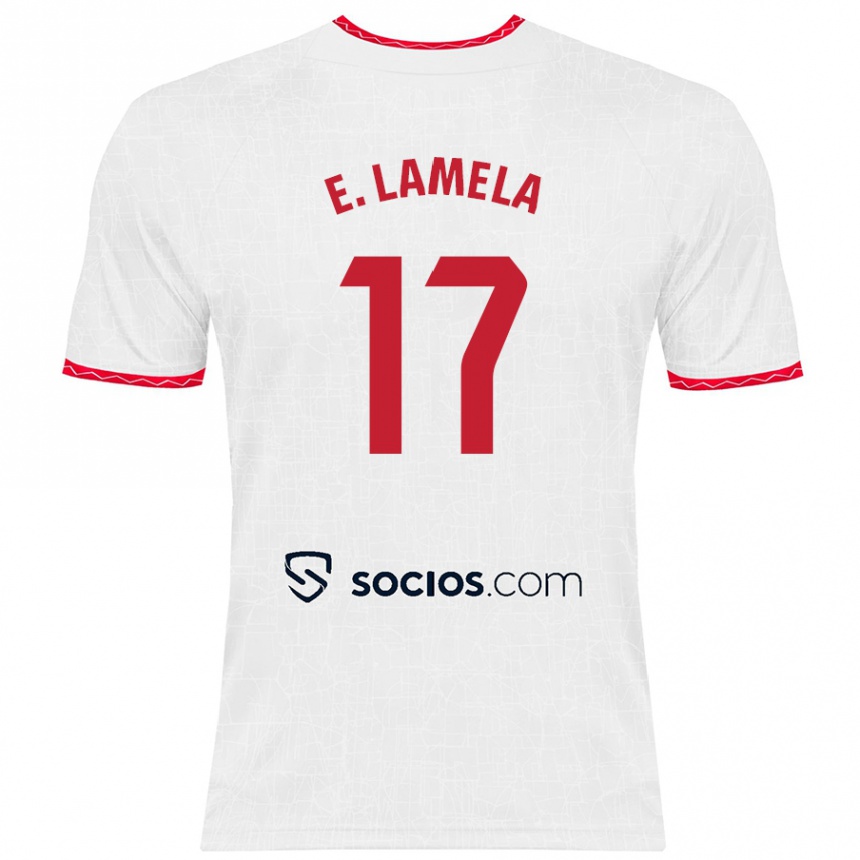 Niño Fútbol Camiseta Erik Lamela #17 Blanco Rojo 1ª Equipación 2024/25 Argentina