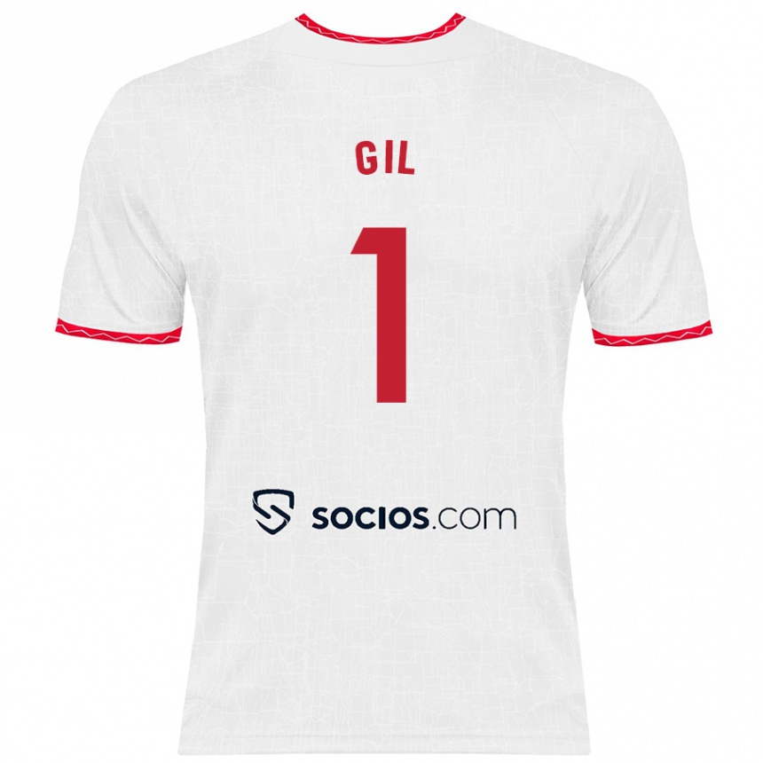 Niño Fútbol Camiseta David Gil #1 Blanco Rojo 1ª Equipación 2024/25 Argentina