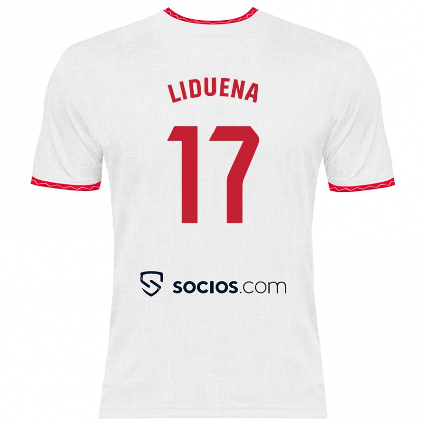 Niño Fútbol Camiseta Daniel Lidueña #17 Blanco Rojo 1ª Equipación 2024/25 Argentina