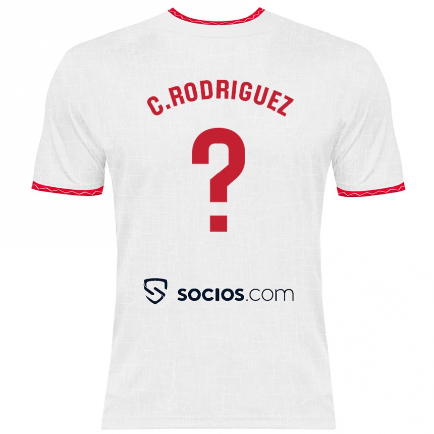 Niño Fútbol Camiseta Carlos Rodríguez #0 Blanco Rojo 1ª Equipación 2024/25 Argentina