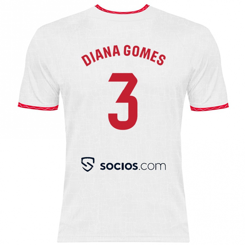 Niño Fútbol Camiseta Diana Catarina Ribeiro Gomes #3 Blanco Rojo 1ª Equipación 2024/25 Argentina