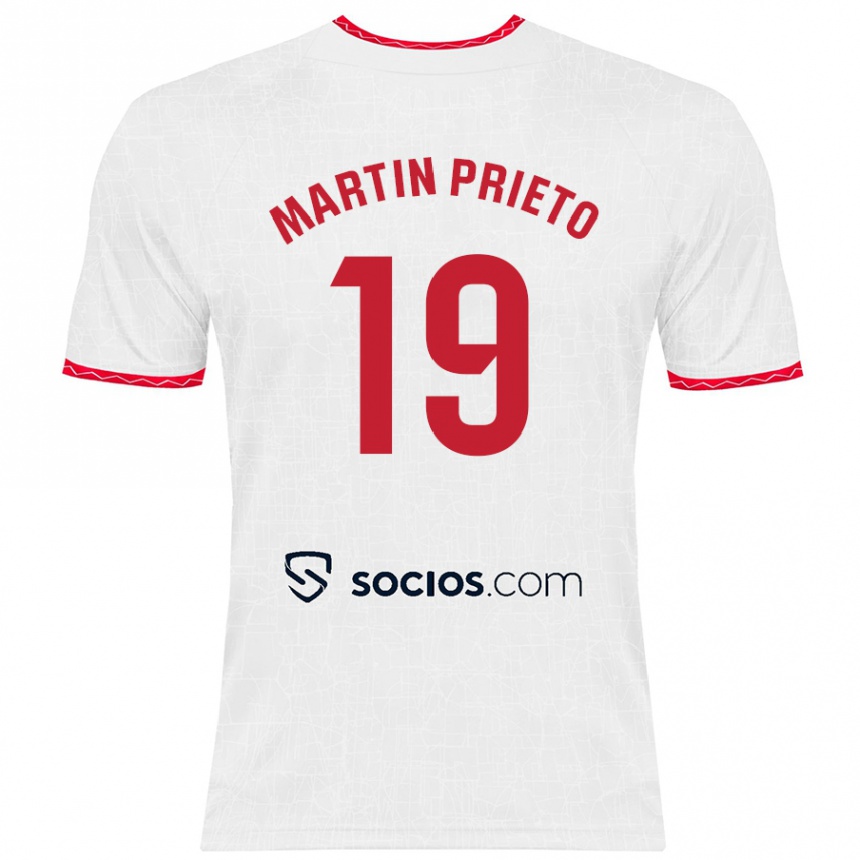 Niño Fútbol Camiseta Cristina Martín-Prieto Gutiérrez #19 Blanco Rojo 1ª Equipación 2024/25 Argentina