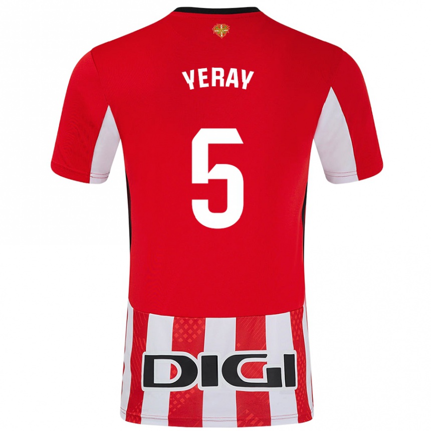 Niño Fútbol Camiseta Yeray Álvarez #5 Rojo Blanco 1ª Equipación 2024/25 Argentina