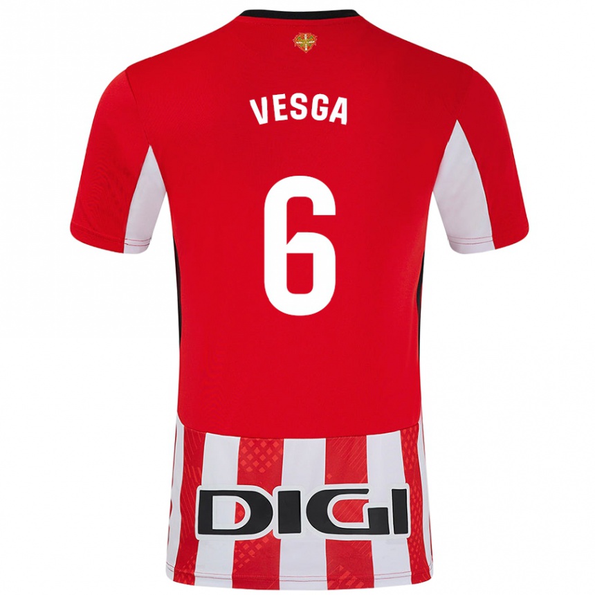 Niño Fútbol Camiseta Mikel Vesga #6 Rojo Blanco 1ª Equipación 2024/25 Argentina