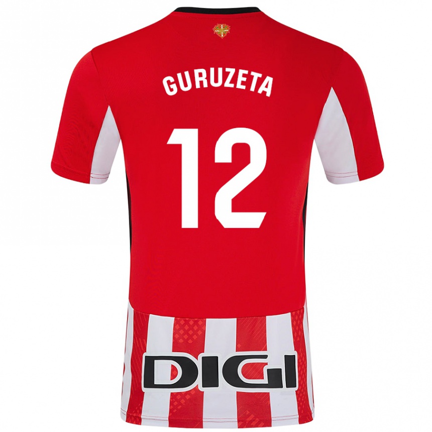 Niño Fútbol Camiseta Gorka Guruzeta #12 Rojo Blanco 1ª Equipación 2024/25 Argentina