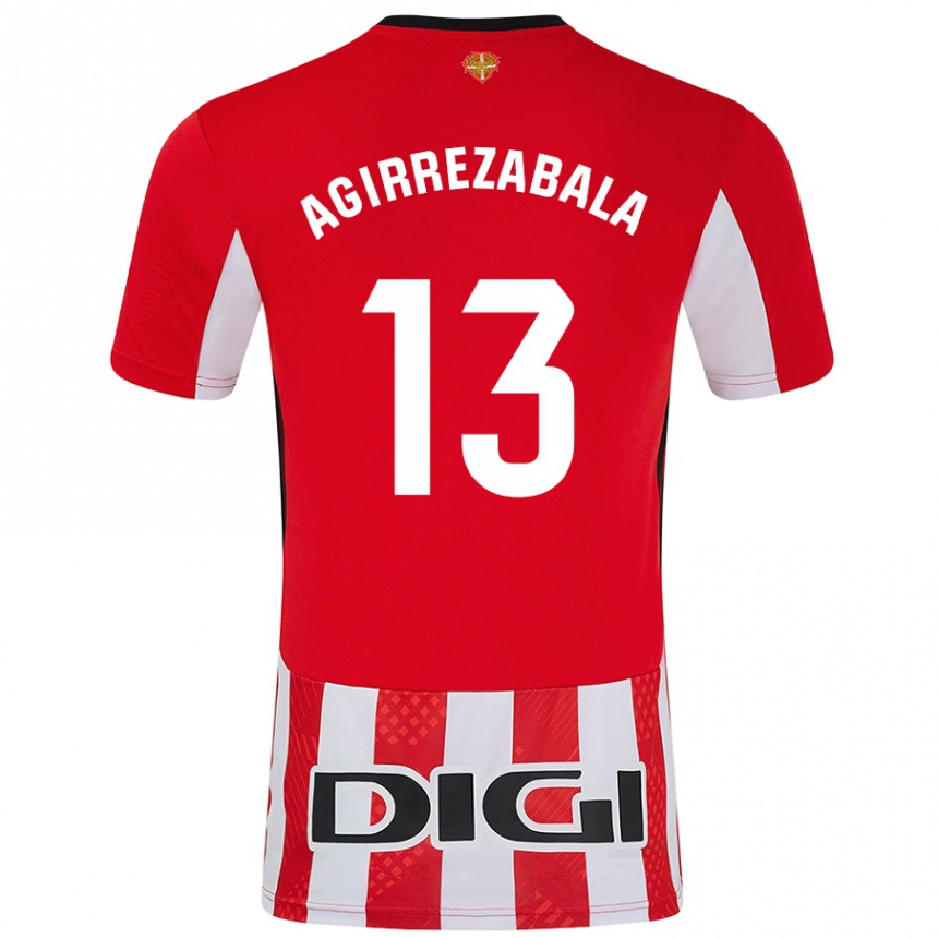 Niño Fútbol Camiseta Julen Agirrezabala #13 Rojo Blanco 1ª Equipación 2024/25 Argentina