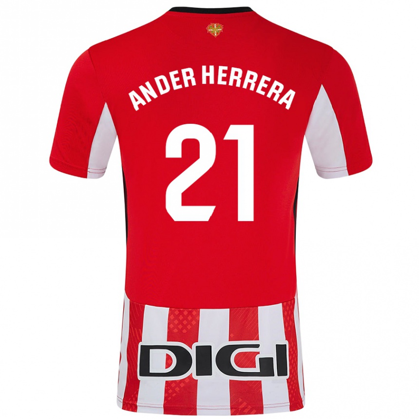 Niño Fútbol Camiseta Ander Herrera #21 Rojo Blanco 1ª Equipación 2024/25 Argentina